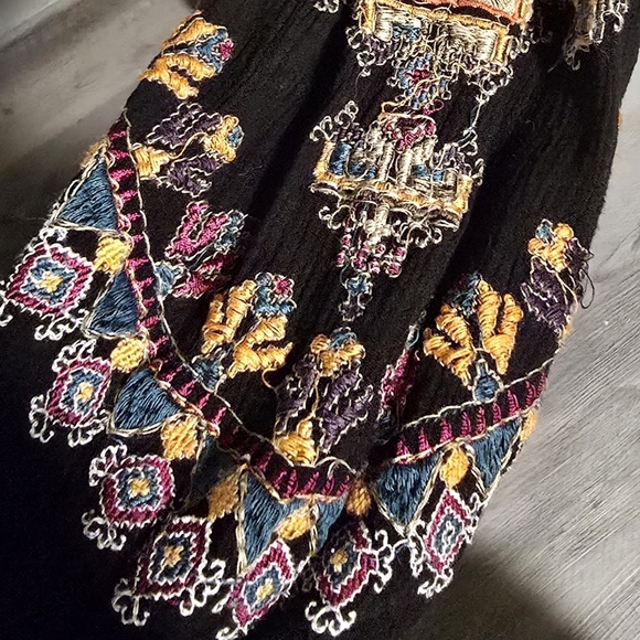 Free People Arianna Embroidered Tunic Boho Tunic Top Mini Dress Oversized XS S M - Picture 6 of 9